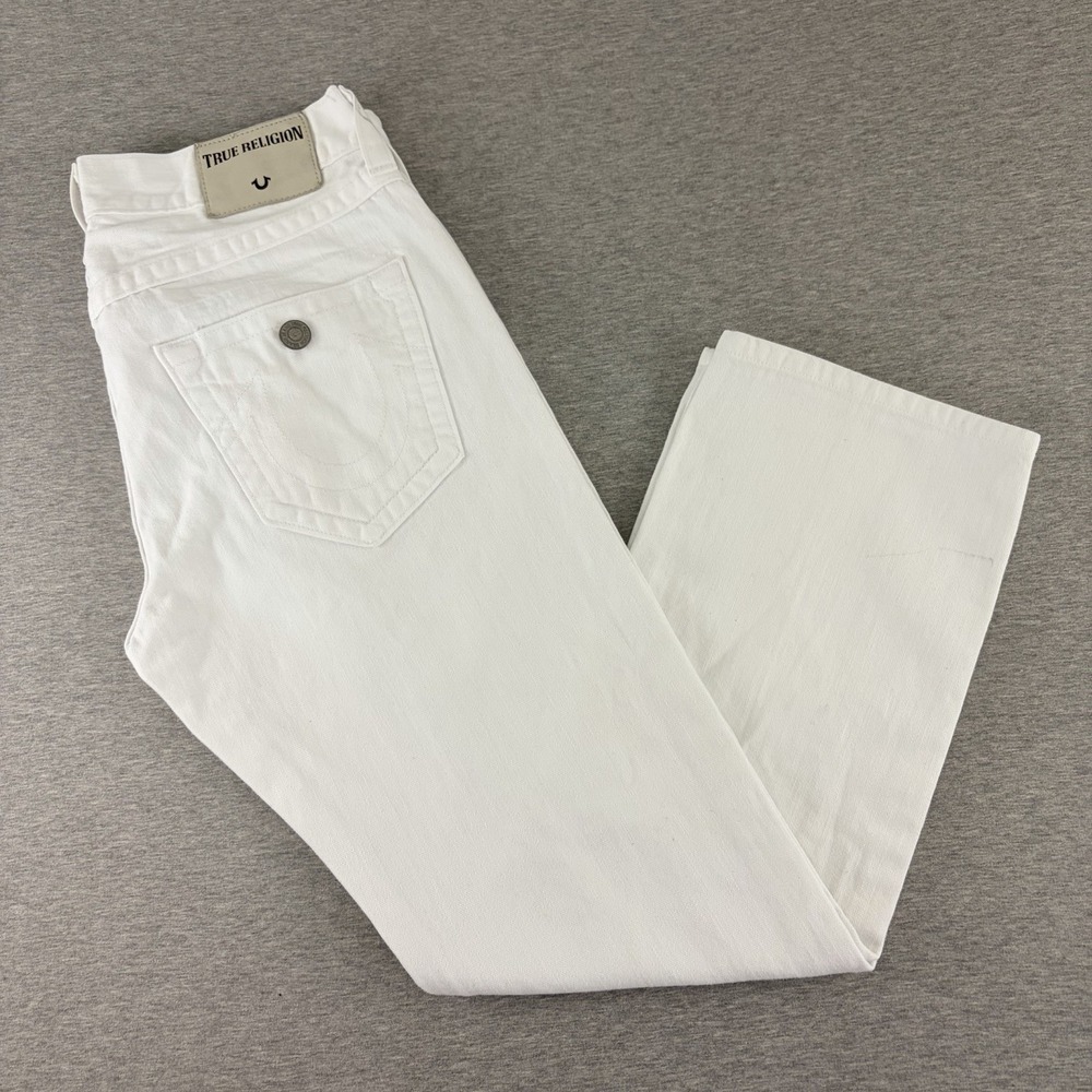 True Religion Ricky Men's White Jeans Size 32 Relaxed Straight Made in USA Y2K
